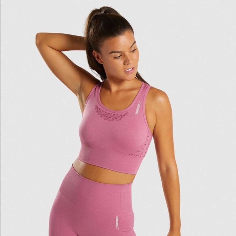 EUC Gymshark Energy Seamless Crop-Med-dusty pink
